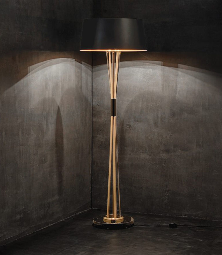 Miles Floor Lamp: Handmade In Brass With Marble Base - Home'Society