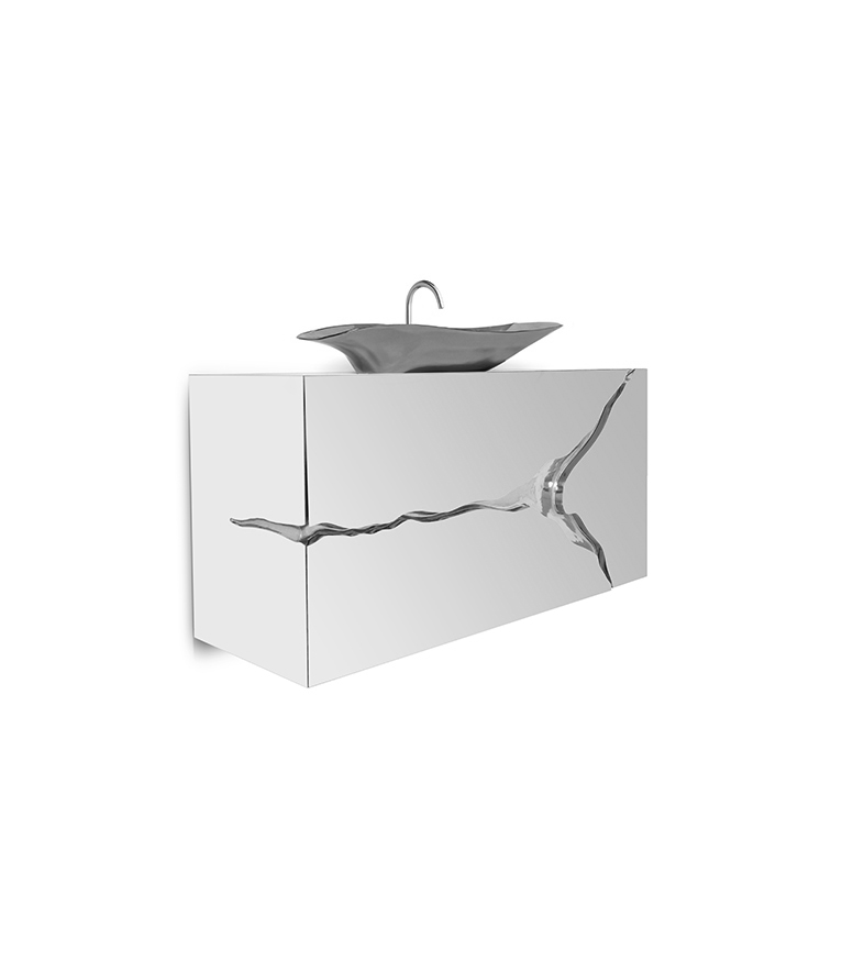 Lapiaz Wall Mounted Vanity Cabinet: Polished Brass Modern Classic Design - Home'Society