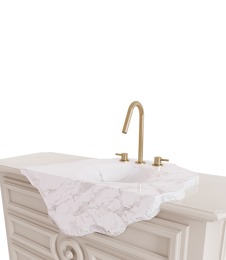 Petra Vanity Cabinet - High Gloss Lacquered and White Marble Sink - Home'Society