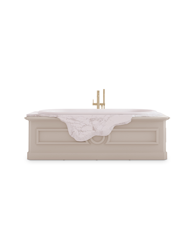 Petra Bathtub - Ibiza Marble and High Gloss Black Lacquered Wood - Home'Society