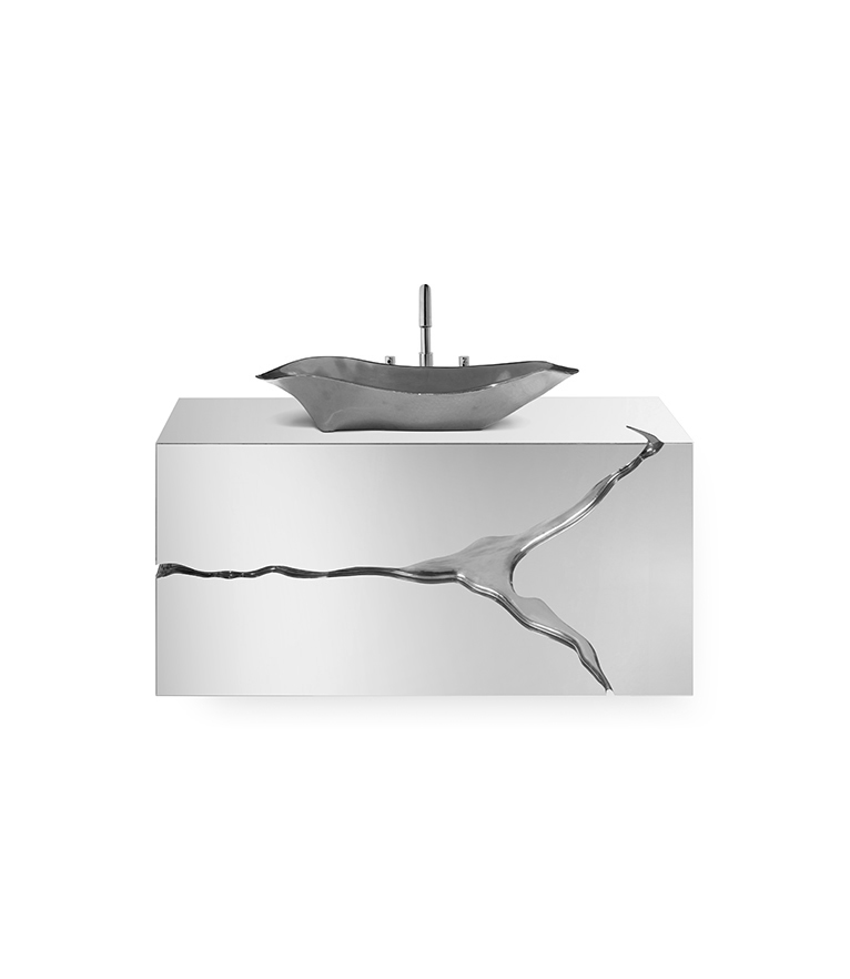 Lapiaz Wall Mounted Vanity Cabinet: Polished Brass Modern Classic Design - Home'Society