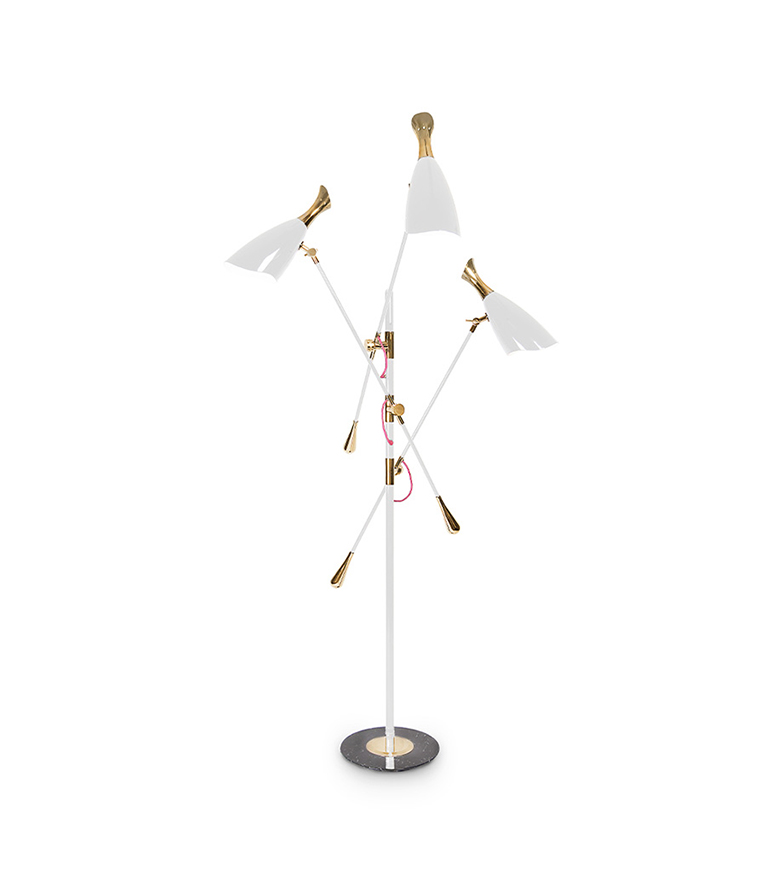 Duke Floor Lamp – Black and Gold Mid-Century Floor Light with 3 Adjustable Shades - Home'Society