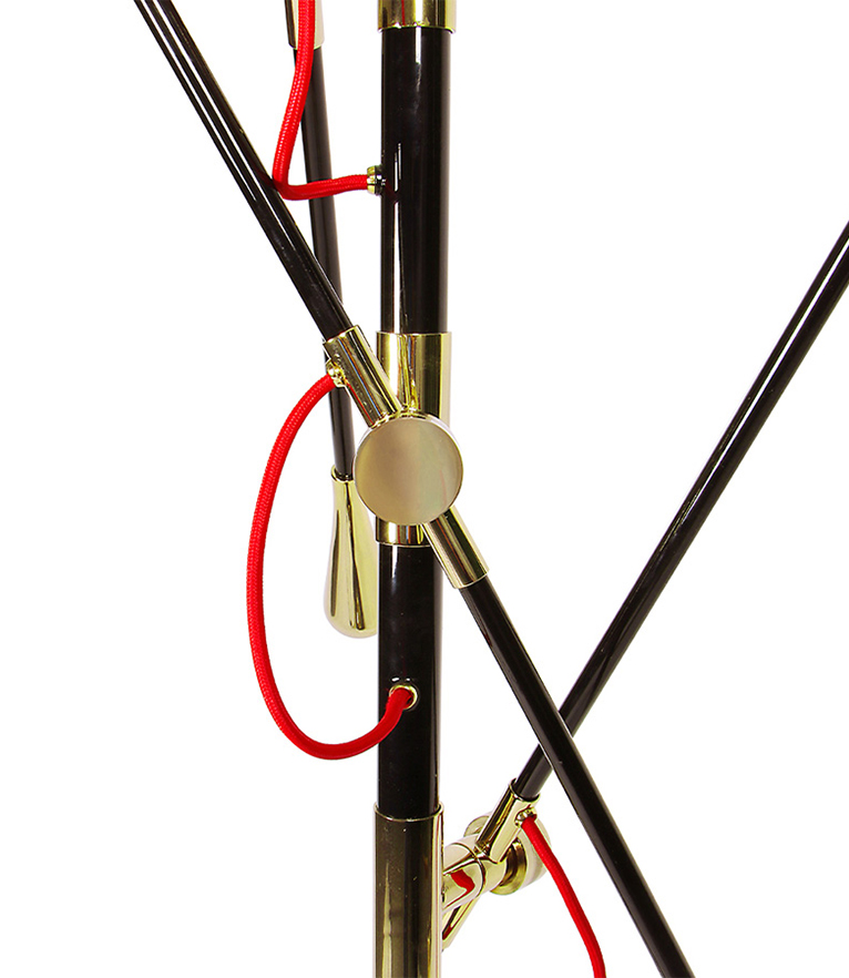 Duke Floor Lamp – Black and Gold Mid-Century Floor Light with 3 Adjustable Shades - Home'Society