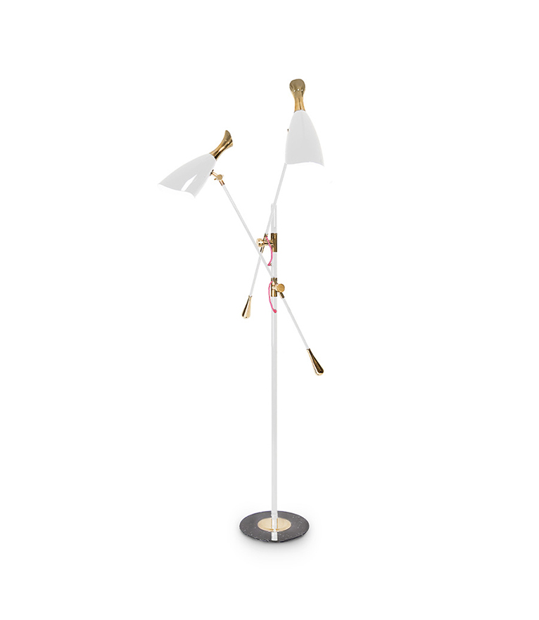 Duke Floor Lamp – Black and Gold Mid-Century Floor Light with 3 Adjustable Shades - Home'Society