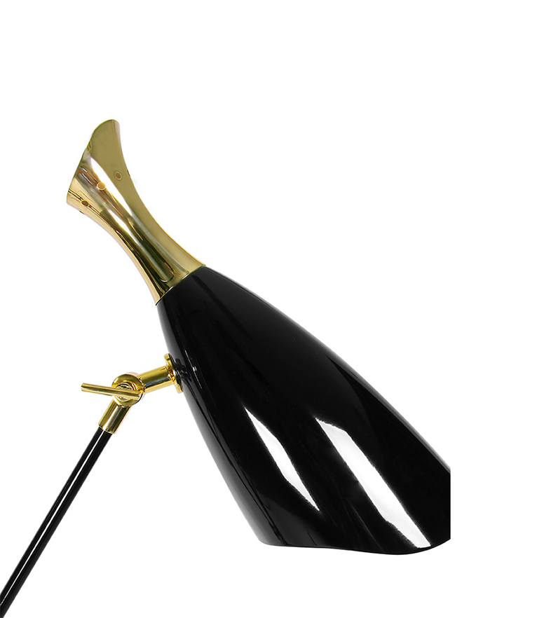 Duke Floor Lamp – Black and Gold Mid-Century Floor Light with 3 Adjustable Shades - Home'Society