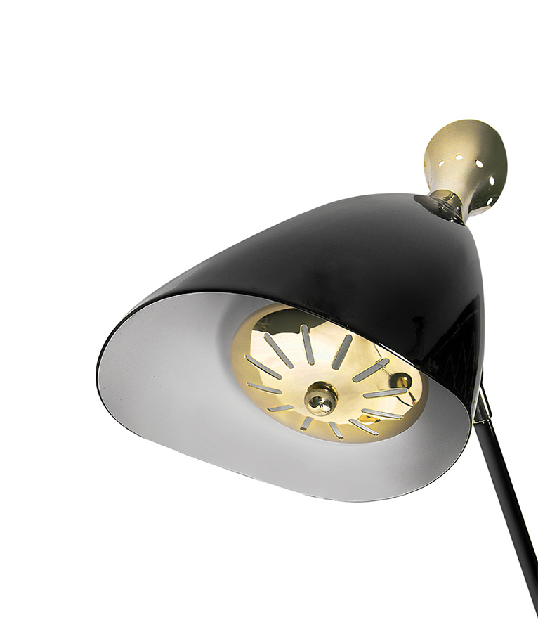 Duke Floor Lamp – Black and Gold Mid-Century Floor Light with 3 Adjustable Shades - Home'Society