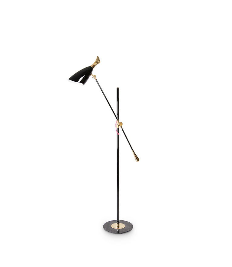 Duke Floor Lamp – Black and Gold Mid-Century Floor Light with 3 Adjustable Shades - Home'Society