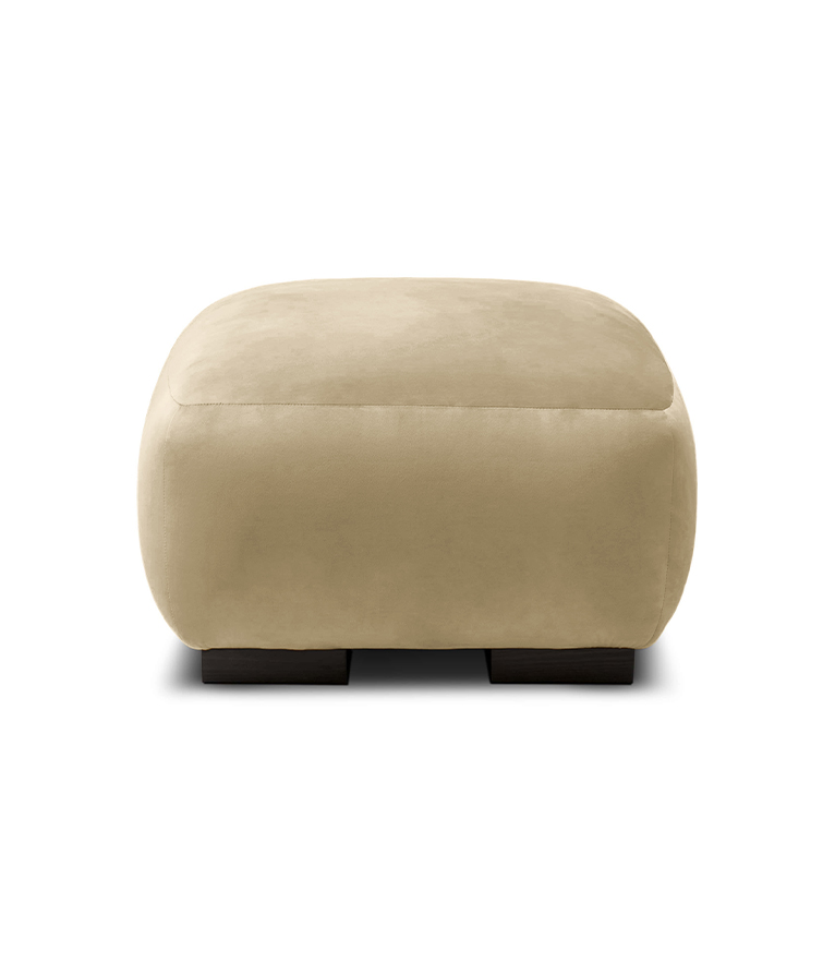 Otter Ottoman – Velvet Upholstered Footrest in Golden Oak Yellow - Home'Society