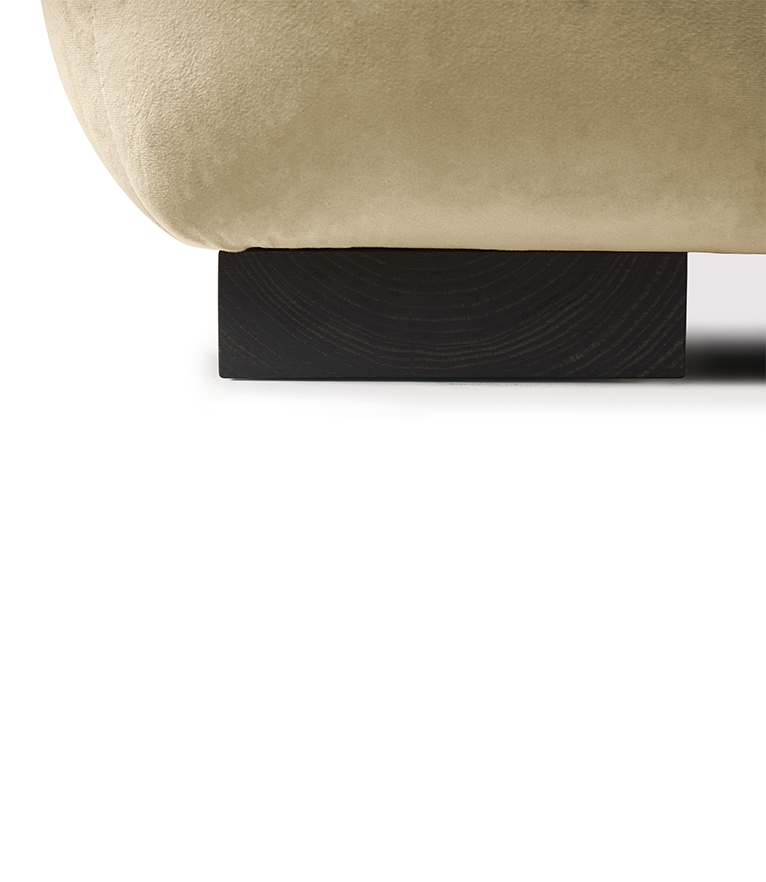 Otter Ottoman – Velvet Upholstered Footrest in Golden Oak Yellow - Home'Society