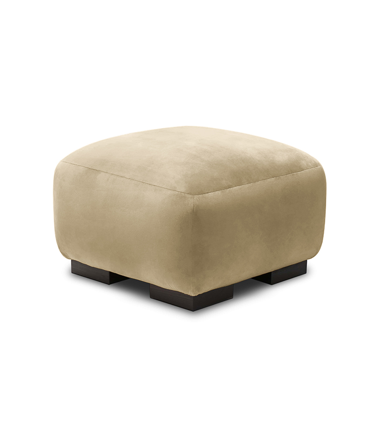 Otter Ottoman – Velvet Upholstered Footrest in Golden Oak Yellow - Home'Society