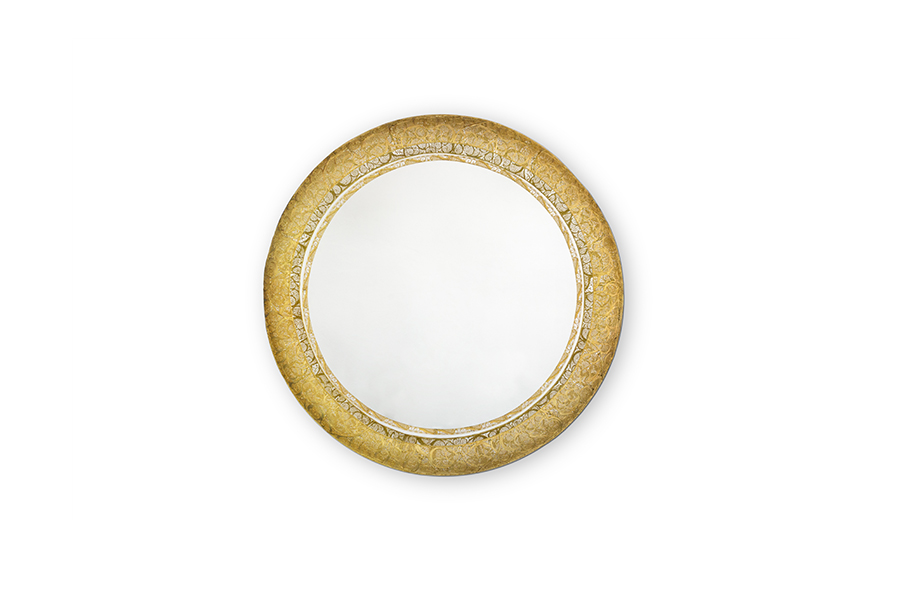 Filigree Ring Mirror - Handcrafted Brass Cord Gilded 18k Gold Round Frame Luxury Design