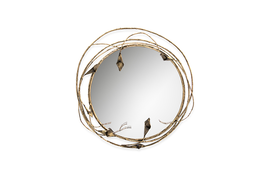 Stella Mirror: Handcrafted Brass & Mirrored Glass Floral Contemporary Design