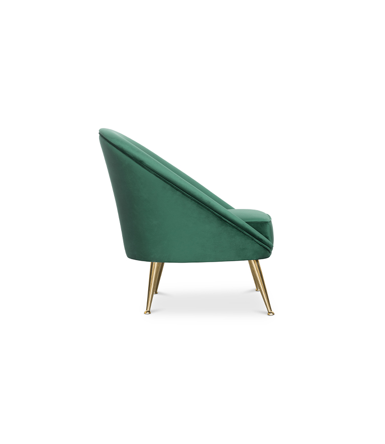Malay Armchair – Black Velvet Mid-Century Armchair with Brass Legs - Home'Society
