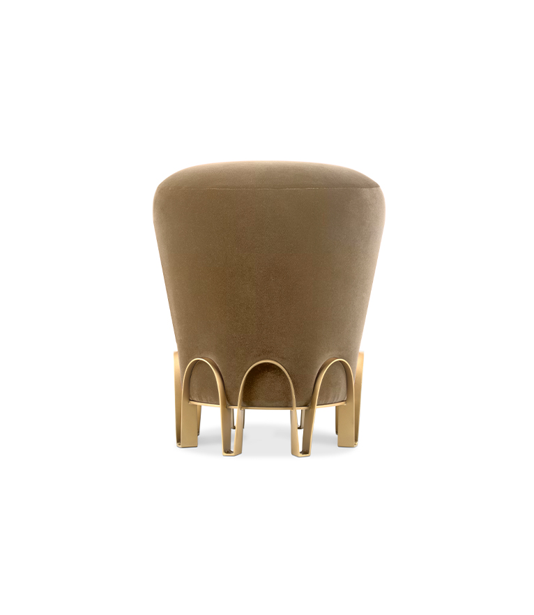 Nui Stool - Velvet Upholstered with Brass Base Modern Contemporary - Home'Society