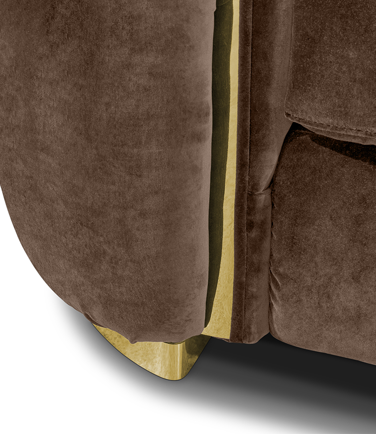 WALES King Sofa - Luxury Tufted Sofa with Curved Back and Gold Trim - Home'Society