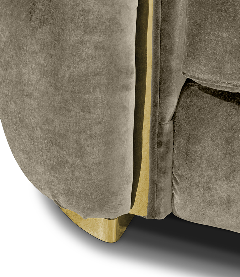 WALES King Sofa - Luxury Tufted Sofa with Curved Back and Gold Trim - Home'Society