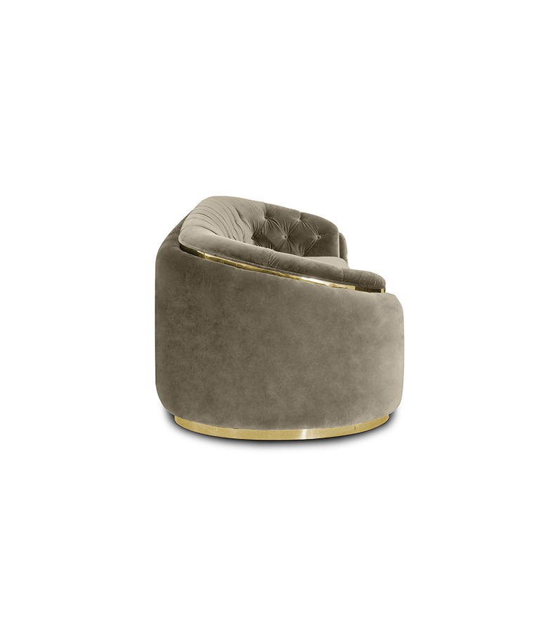 WALES King Sofa - Luxury Tufted Sofa with Curved Back and Gold Trim - Home'Society