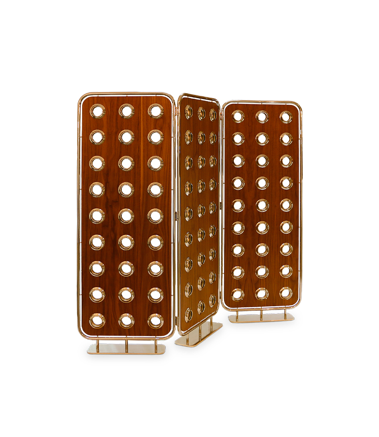 Monocles Screen Divider - Made In Solid Walnut Wood For A Modern Interior Design - Home'Society
