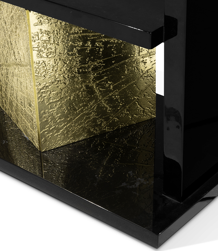 GARRETT BOOKCASE – Luxury Wooden Bookcase with Textured Brass & Marble Panels - Home'Society