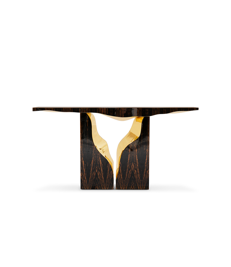 Lapiaz Console - In Polished Brass With A Nature-Inspired Design - Home'Society