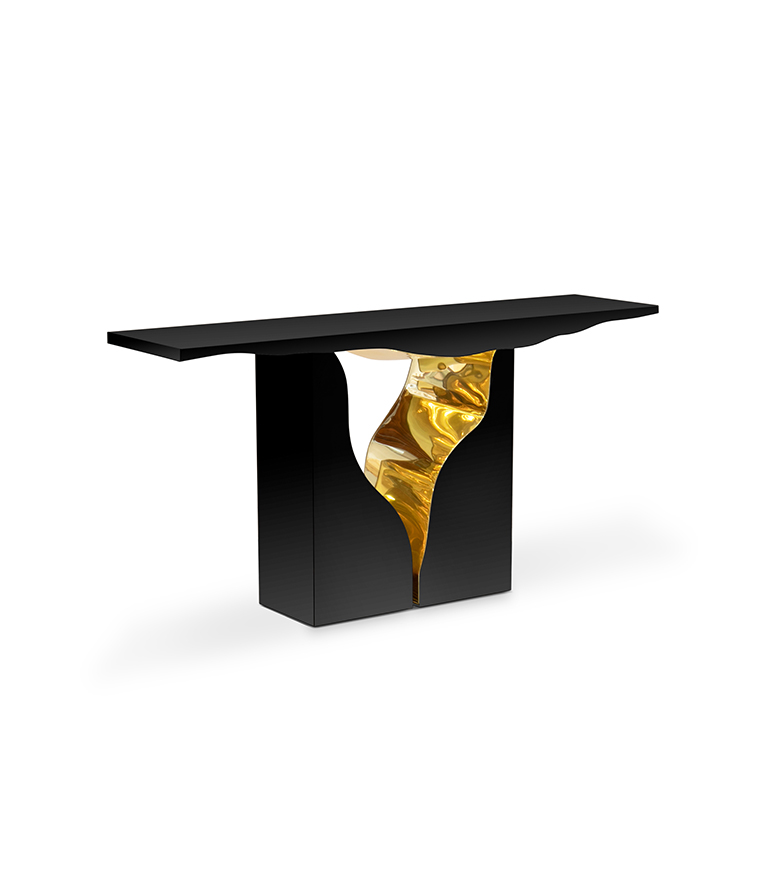 Lapiaz Console - In Polished Brass With A Nature-Inspired Design - Home'Society