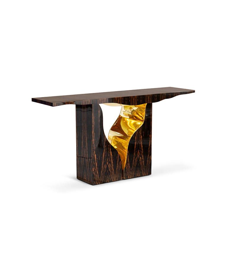 Lapiaz Console - In Polished Brass With A Nature-Inspired Design - Home'Society