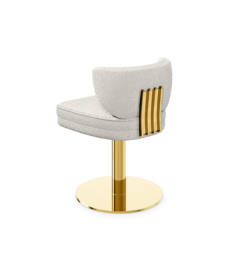 Talie Swivel Dining Chair - with a Plush Curved Seat and a Polished Gold Metal Base - Home'Society
