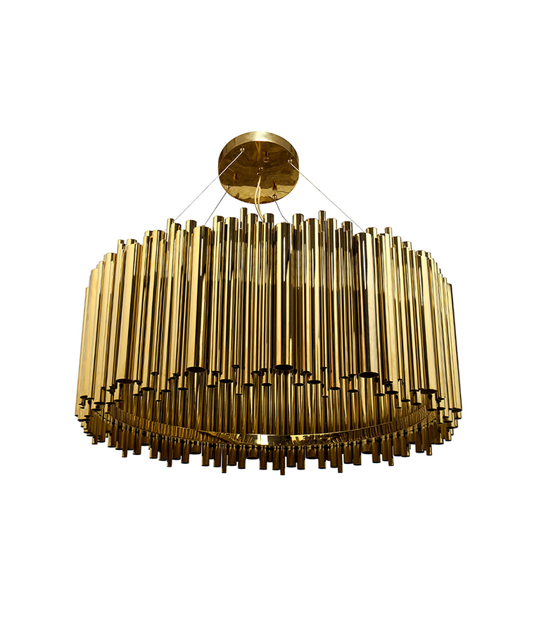 Brubeck Round Suspension Light - With A Handmade Brass Body For A Modern Design - Home'Society