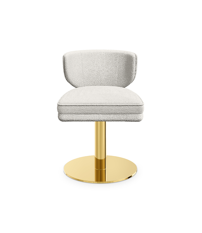 Talie Swivel Dining Chair - with a Plush Curved Seat and a Polished Gold Metal Base - Home'Society