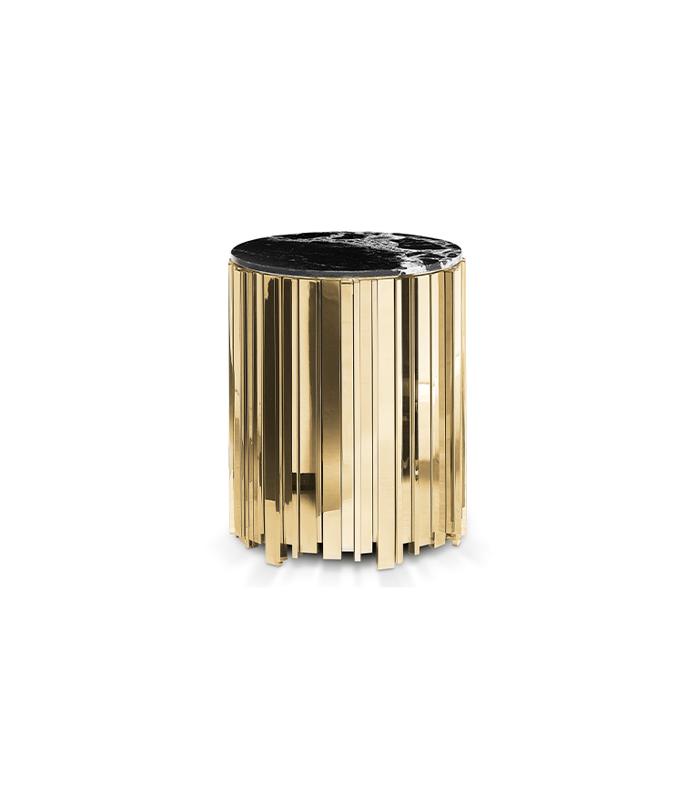 Empire Small Side Table - with Brass and Nero Marquina Marble and a Round Silhouette - Home'Society