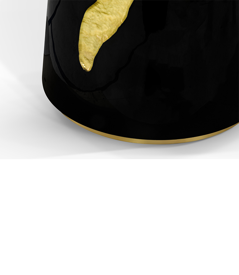 Lapiaz Dining Table - with Mahogany and Black Lacquer and Polished Brass Details - Home'Society