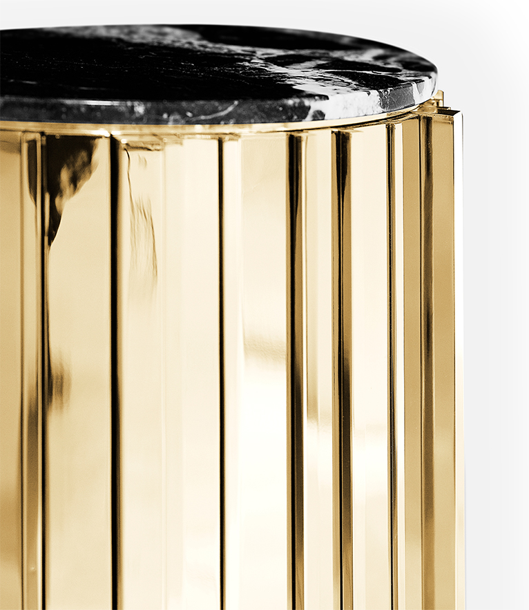 Empire Small Side Table - with Brass and Nero Marquina Marble and a Round Silhouette - Home'Society