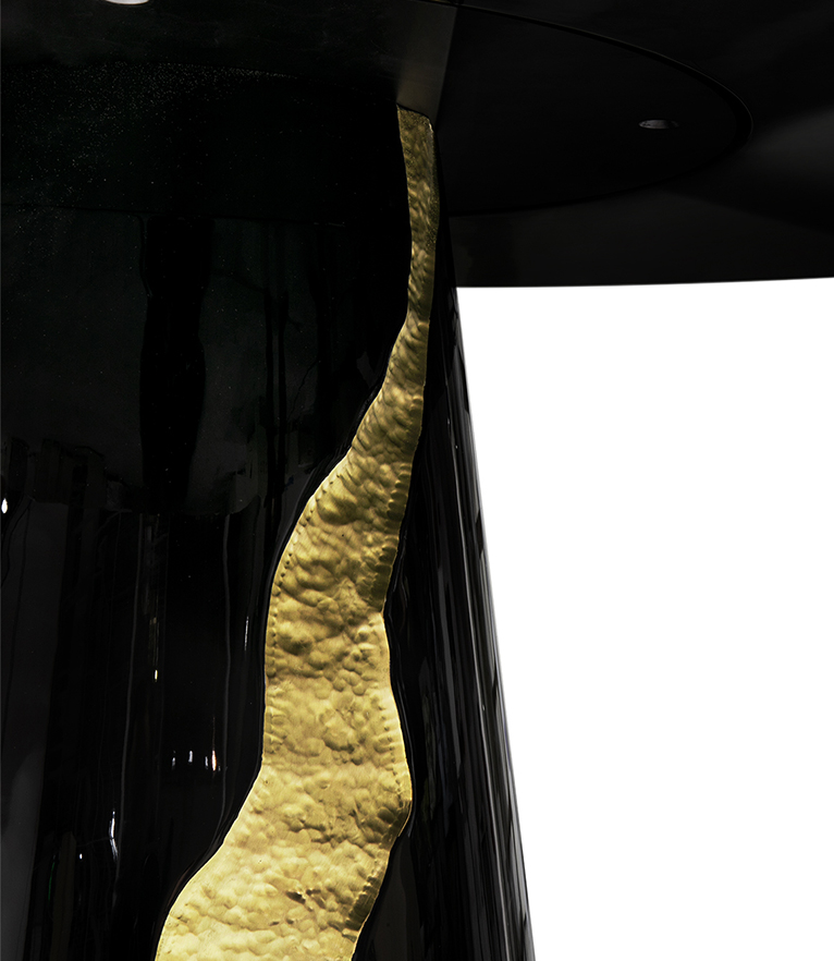 Lapiaz Dining Table - with Mahogany and Black Lacquer and Polished Brass Details - Home'Society