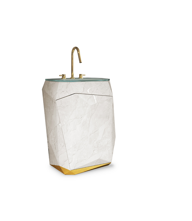 Diamond Faux Marble Pedestal Sink - With A Modern Design - Home'Society