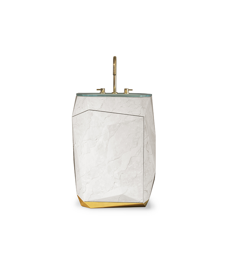 Diamond Faux Marble Pedestal Sink - With A Modern Design - Home'Society