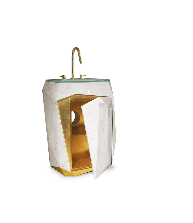 Diamond Faux Marble Pedestal Sink - With A Modern Design - Home'Society