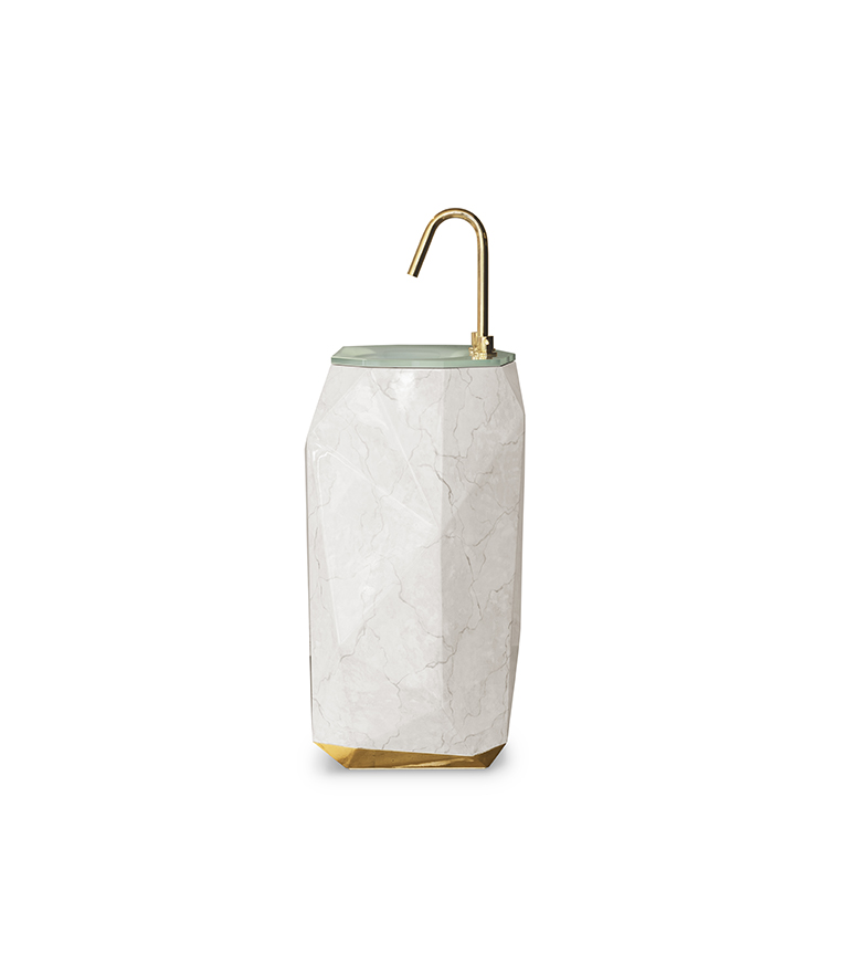 Diamond Faux Marble Pedestal Sink - With A Modern Design - Home'Society