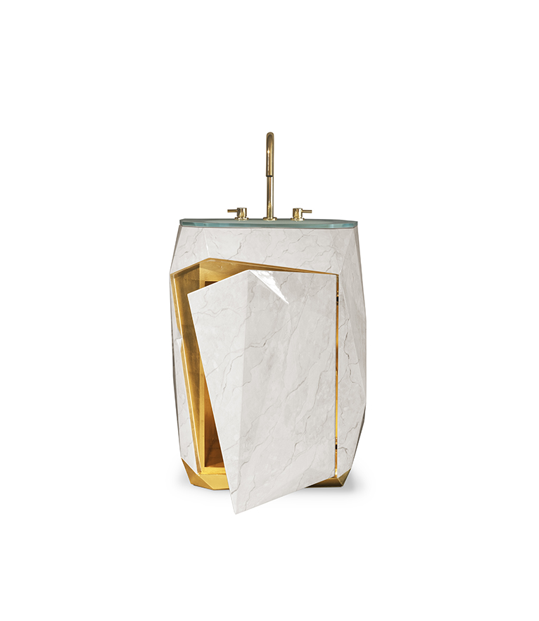 Diamond Faux Marble Pedestal Sink - With A Modern Design - Home'Society