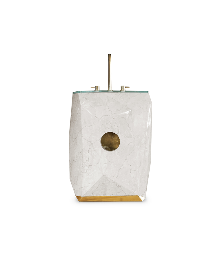 Diamond Faux Marble Pedestal Sink - With A Modern Design - Home'Society
