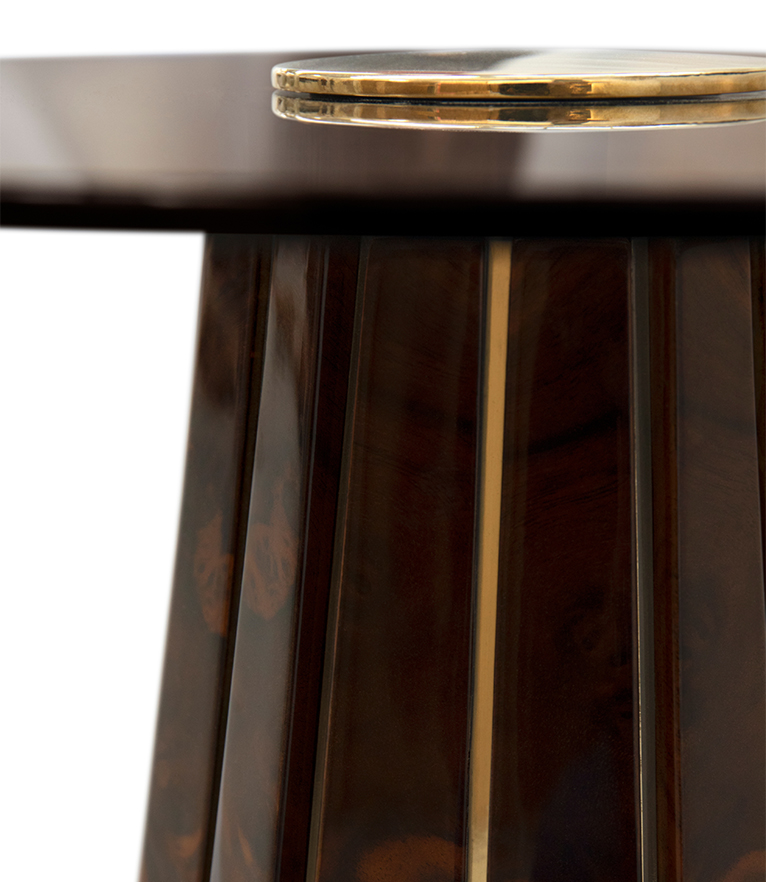 Darian II Side Table – Smoked Spherical Glass & Black Lacquer - Home'Society