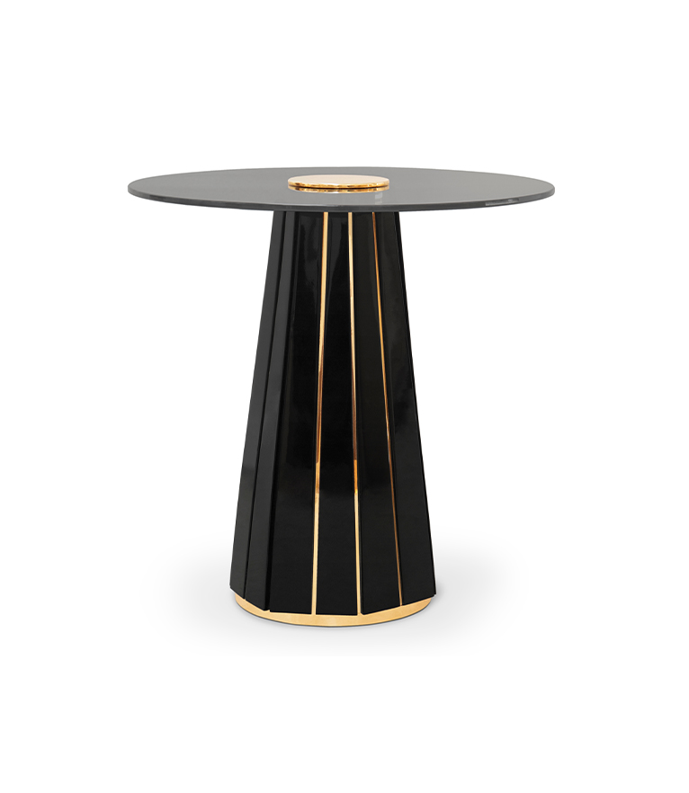 Darian II Side Table – Smoked Spherical Glass & Black Lacquer - Home'Society