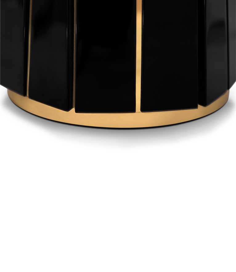 Darian II Side Table – Smoked Spherical Glass & Black Lacquer - Home'Society