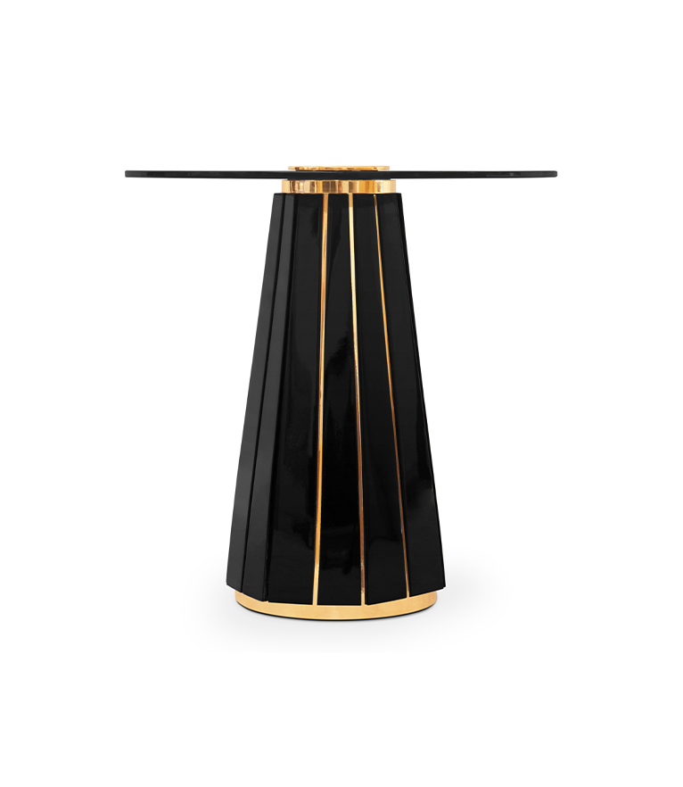Darian II Side Table – Smoked Spherical Glass & Black Lacquer - Home'Society
