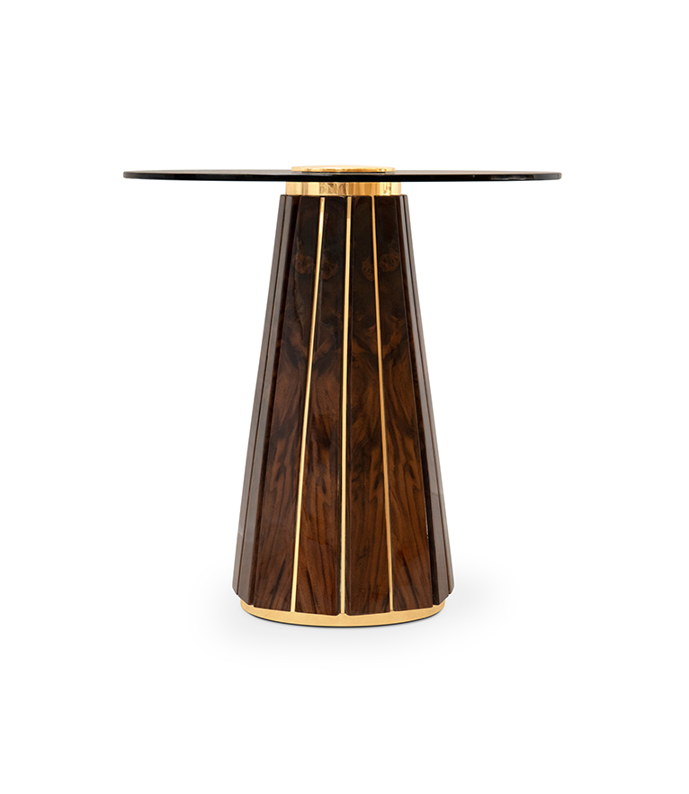Darian II Side Table – Smoked Spherical Glass & Black Lacquer - Home'Society