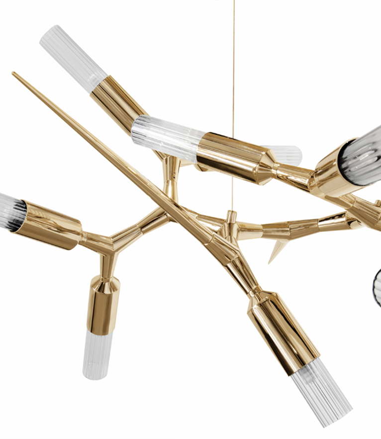 Shard Chandelier – Gold-Plated Brass & Crystal Glass - Home'Society