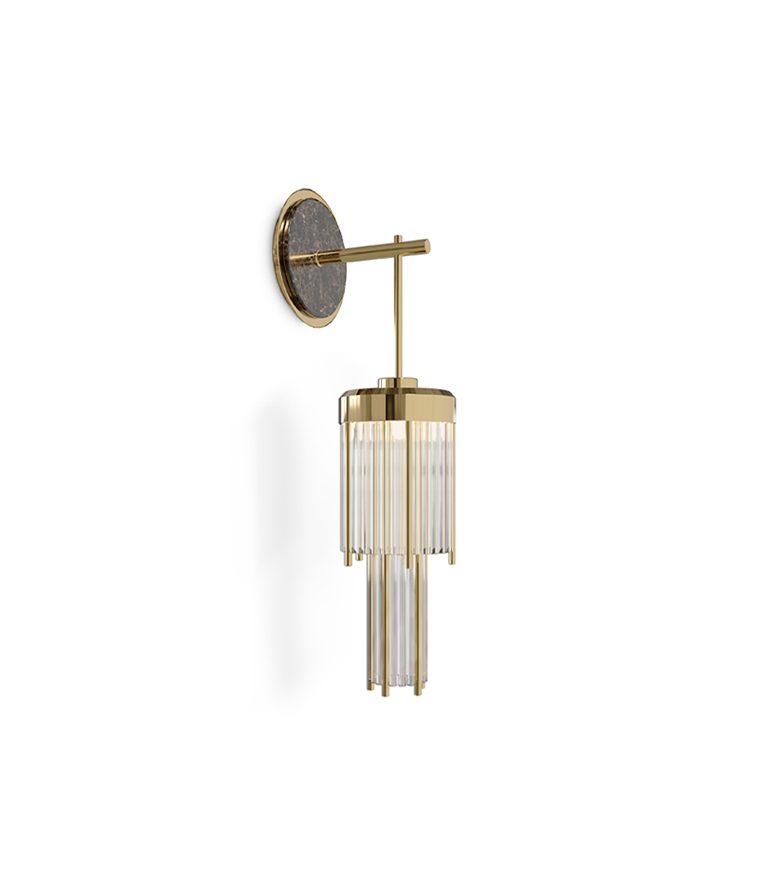 Pharo II Small Wall Light – Gold-Plated Brass, Emperador Dark Marble & Crystal Glass - Home'Society