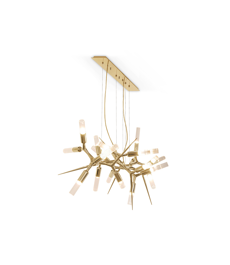 Shard Chandelier – Gold-Plated Brass & Crystal Glass - Home'Society