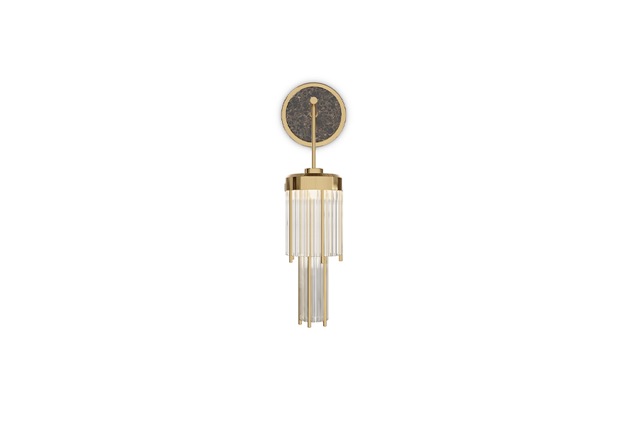 Pharo II Small Wall Light – Gold-Plated Brass, Emperador Dark Marble & Crystal Glass