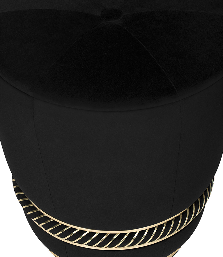 Noir Stool – Dark Velvet & Gold-Plated Brass - Home'Society