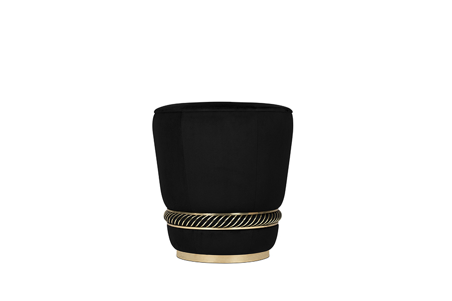 Noir Stool – Dark Velvet & Gold-Plated Brass